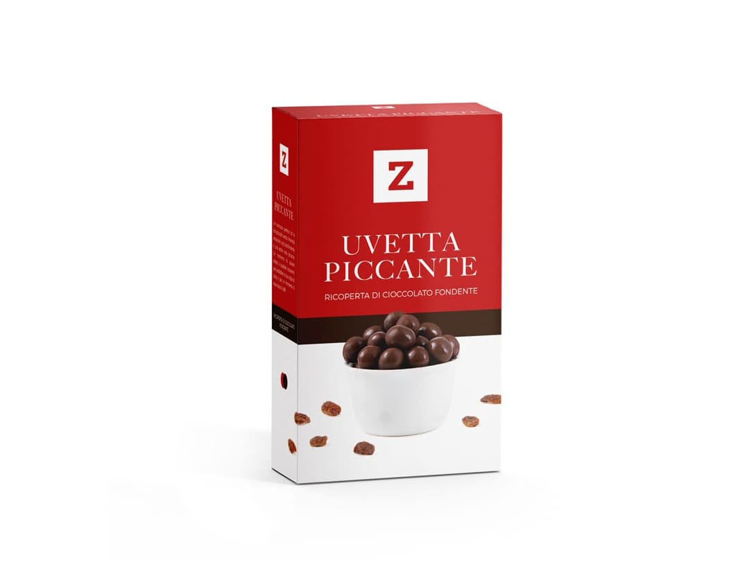 Uvetta piccante ricoperta di cioccolato fondente 80g